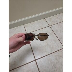 Revo Polarized Aviator Sunglasses Brown Lens Gunmetal Metal Frame Double Bridge